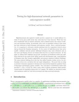 Testing for high-dimensional network parameters in auto-regressive
  models
