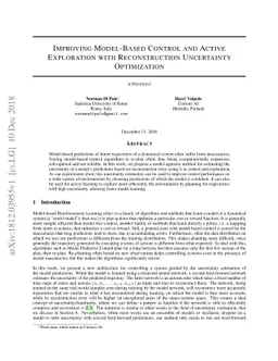 Improving Model-Based Control and Active Exploration with Reconstruction
  Uncertainty Optimization