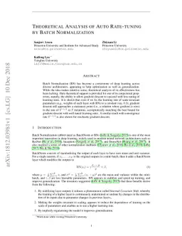 Theoretical Analysis of Auto Rate-Tuning by Batch Normalization