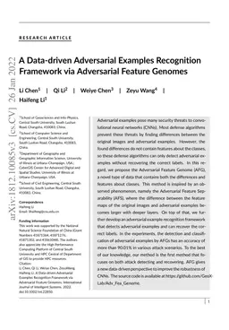 A Data-driven Adversarial Examples Recognition Framework via Adversarial
  Feature Genome