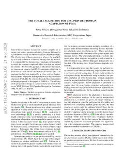 The CORAL+ Algorithm for Unsupervised Domain Adaptation of PLDA
