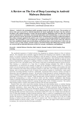 A Review on The Use of Deep Learning in Android Malware Detection