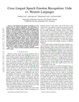 Cross Lingual Speech Emotion Recognition: Urdu vs. Western Languages