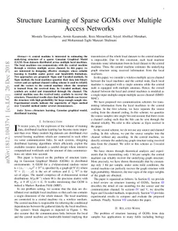 Structure Learning of Sparse GGMs over Multiple Access Networks