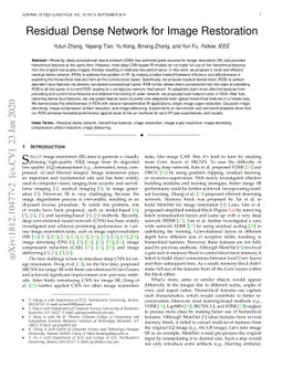 Residual Dense Network for Image Restoration
