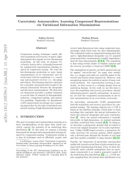 Uncertainty Autoencoders: Learning Compressed Representations via
  Variational Information Maximization