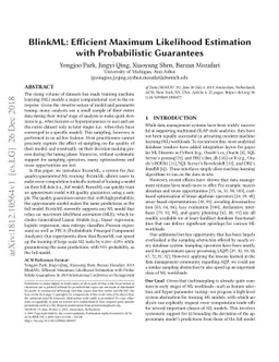 BlinkML: Efficient Maximum Likelihood Estimation with Probabilistic
  Guarantees