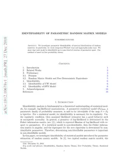 Identifiability of parametric random matrix models