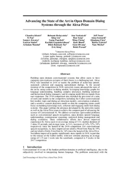 Advancing the State of the Art in Open Domain Dialog Systems through the
  Alexa Prize