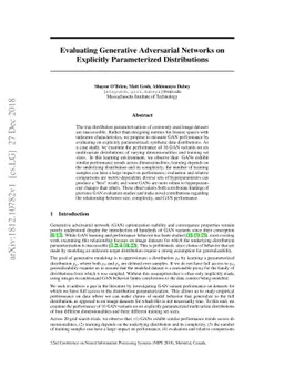 Evaluating Generative Adversarial Networks on Explicitly Parameterized
  Distributions