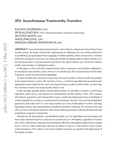 AT2: Asynchronous Trustworthy Transfers