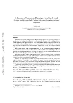 A Summary of Adaptation of Techniques from Search-based Optimal
  Multi-Agent Path Finding Solvers to Compilation-based Approach