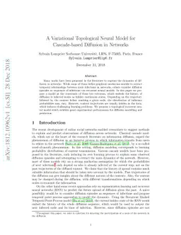 A Variational Topological Neural Model for Cascade-based Diffusion in
  Networks