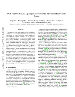DUP-Net: Denoiser and Upsampler Network for 3D Adversarial Point Clouds
  Defense