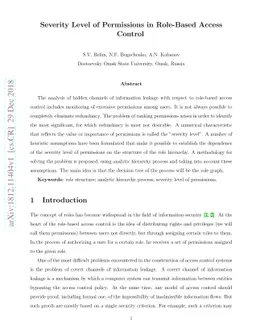 Severity Level of Permissions in Role-Based Access Control