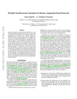 Partially Non-Recurrent Controllers for Memory-Augmented Neural Networks