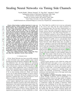 Stealing Neural Networks via Timing Side Channels