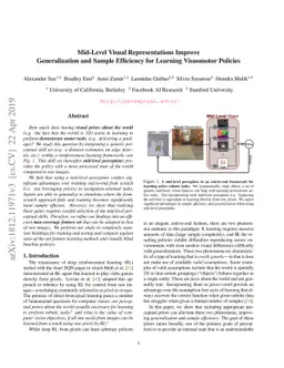 Mid-Level Visual Representations Improve Generalization and Sample
  Efficiency for Learning Visuomotor Policies
