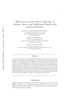 Effectiveness of Data-Driven Induction of Semantic Spaces and
  Traditional Classifiers for Sarcasm Detection