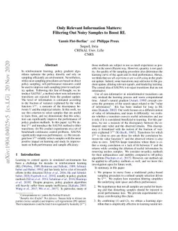 Only Relevant Information Matters: Filtering Out Noisy Samples to Boost
  RL