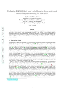 Evaluating KGR10 Polish word embeddings in the recognition of temporal
  expressions using BiLSTM-CRF
