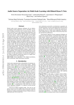 Audio Source Separation via Multi-Scale Learning with Dilated Dense
  U-Nets