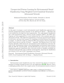 Unsupervised Feature Learning for Environmental Sound Classification
  Using Weighted Cycle-Consistent Generative Adversarial Network
