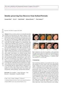 Identity-preserving Face Recovery from Stylized Portraits