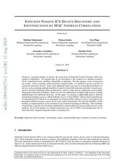 Efficient Passive ICS Device Discovery and Identification by MAC Address
  Correlation
