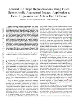 Learned 3D Shape Representations Using Fused Geometrically Augmented
  Images: Application to Facial Expression and Action Unit Detection