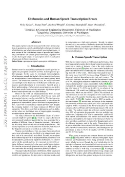 Disfluencies and Human Speech Transcription Errors