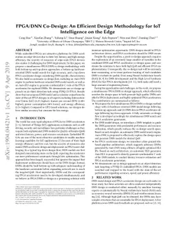 FPGA/DNN Co-Design: An Efficient Design Methodology for IoT Intelligence
  on the Edge
