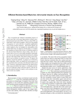 Efficient Decision-based Black-box Adversarial Attacks on Face
  Recognition