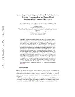 Semi-Supervised Segmentation of Salt Bodies in Seismic Images using an
  Ensemble of Convolutional Neural Networks