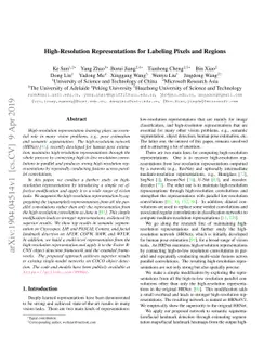 High-Resolution Representations for Labeling Pixels and Regions