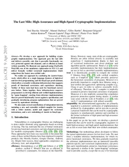 The Last Mile: High-Assurance and High-Speed Cryptographic
  Implementations