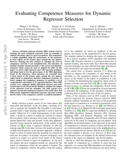 Evaluating Competence Measures for Dynamic Regressor Selection
