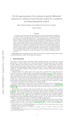 On the approximation of the solution of partial differential equations
  by artificial neural networks trained by a multilevel Levenberg-Marquardt
  method