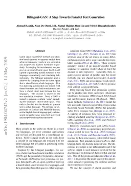 Bilingual-GAN: A Step Towards Parallel Text Generation