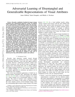 Adversarial Learning of Disentangled and Generalizable Representations
  for Visual Attributes