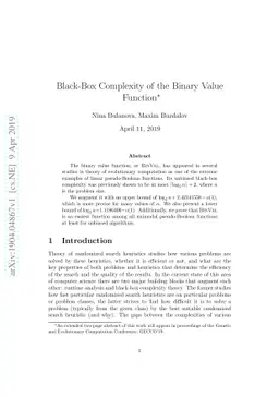 Black-Box Complexity of the Binary Value Function