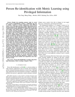 Person Re-identification with Metric Learning using Privileged
  Information