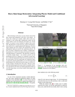 Heavy Rain Image Restoration: Integrating Physics Model and Conditional
  Adversarial Learning