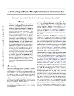 Active Learning for Decision-Making from Imbalanced Observational Data