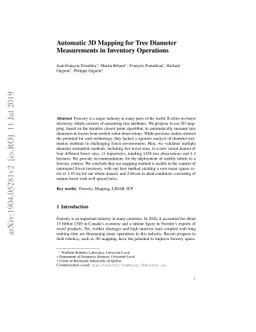 Automatic 3D Mapping for Tree Diameter Measurements in Inventory
  Operations