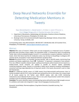 Deep Neural Networks Ensemble for Detecting Medication Mentions in
  Tweets