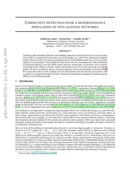 Community detection over a heterogeneous population of non-aligned
  networks