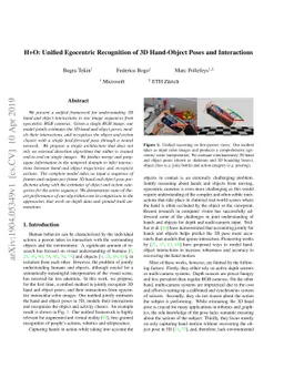 H+O: Unified Egocentric Recognition of 3D Hand-Object Poses and
  Interactions