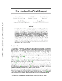 Deep Learning without Weight Transport