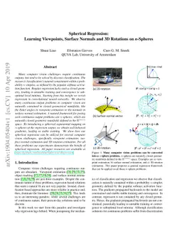 Spherical Regression: Learning Viewpoints, Surface Normals and 3D
  Rotations on n-Spheres